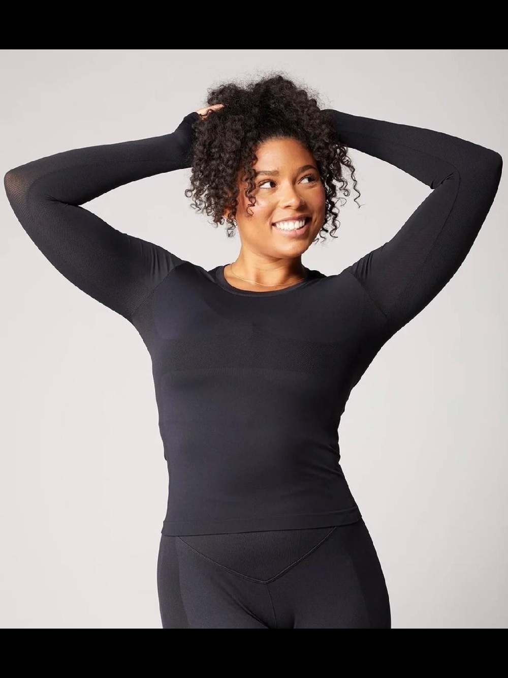 SHEFIT Black Seamless Long-Sleeve Performance Top